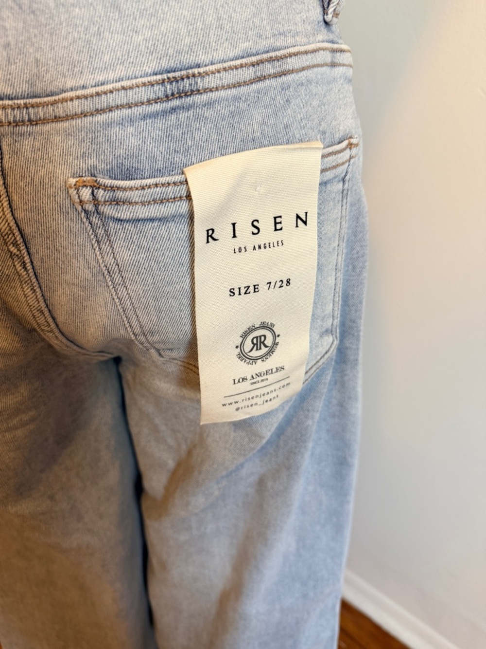 Risen | Light Wash High-Rise Palazzo Jeans - Picture 3 of 11